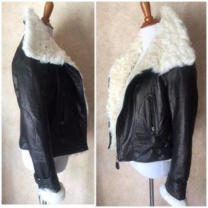 New Genuine Sheepskin Leather Jacket Wool Lined